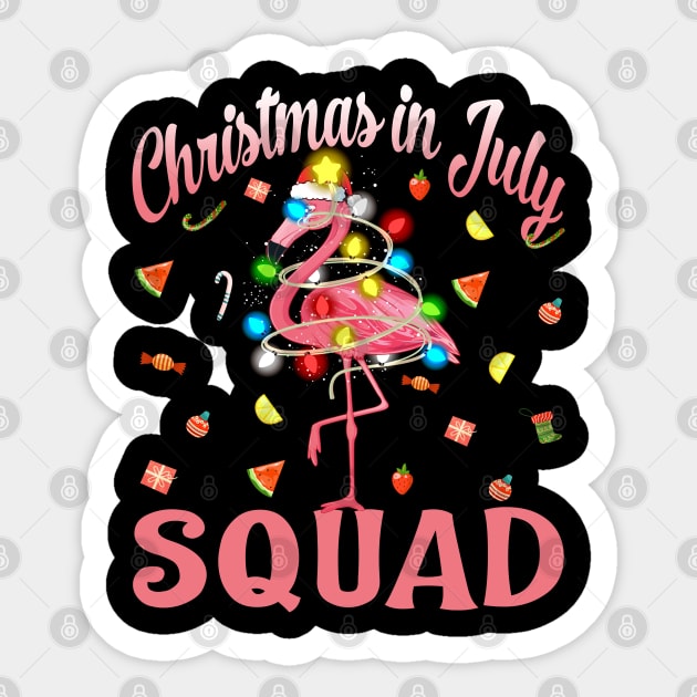 Flamingo Christmas In July Squad Funny Summer Xmas Sticker by eyelashget